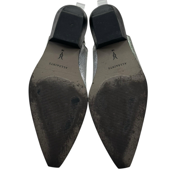 Allsaints Desola Silver Leather Slingback Western Mules Womens 8 US 38 EU $379 - Picture 11 of 11